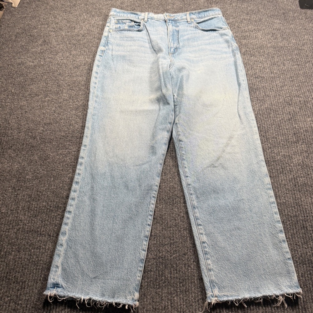 LOFT The Straight Jeans Women 12 Light Blue Raw Hem Casual Relaxed Everyday